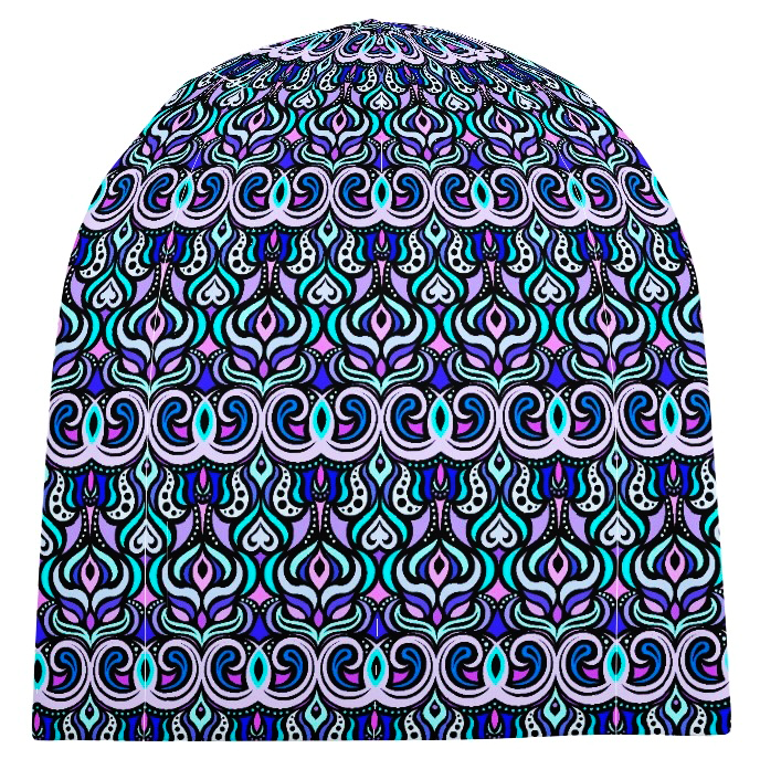 Purple - Turquoise - Blue Velvet Hat