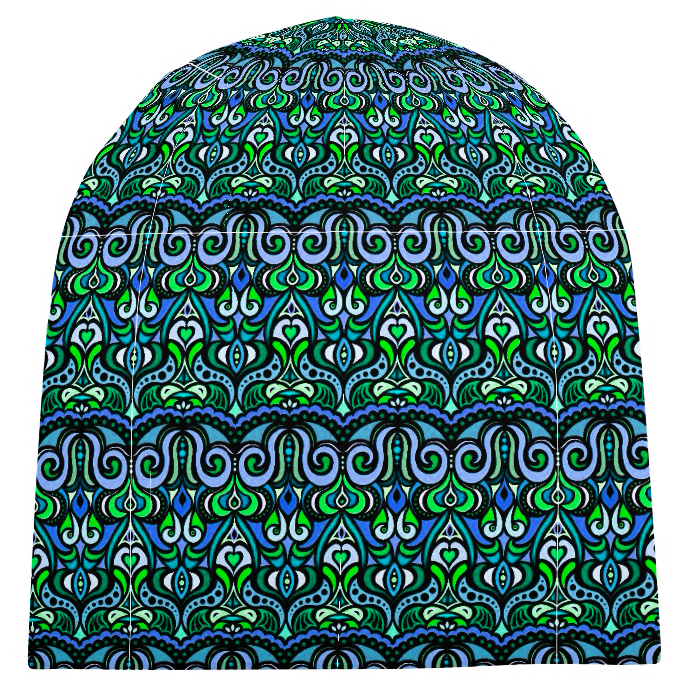 Green - Turquoise - Blue Velvet Hat