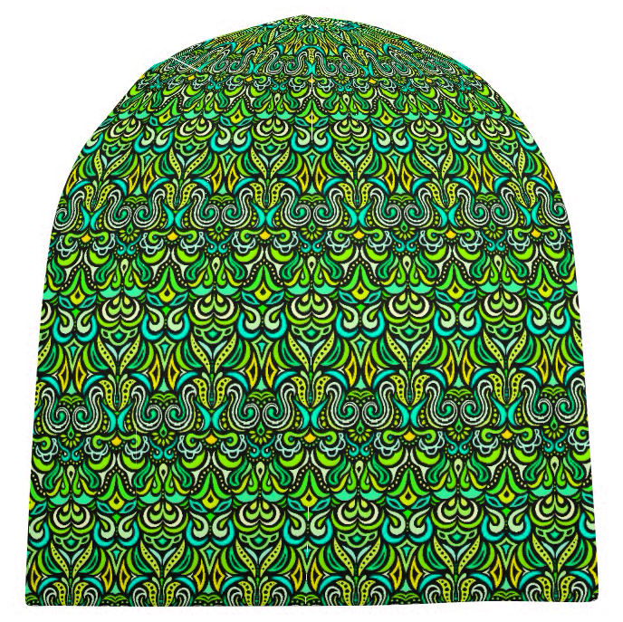 Green - Yellow - Turquoise Velvet Hat