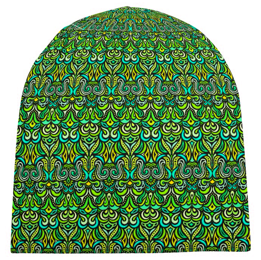 Green - Yellow - Turquoise Velvet Hat