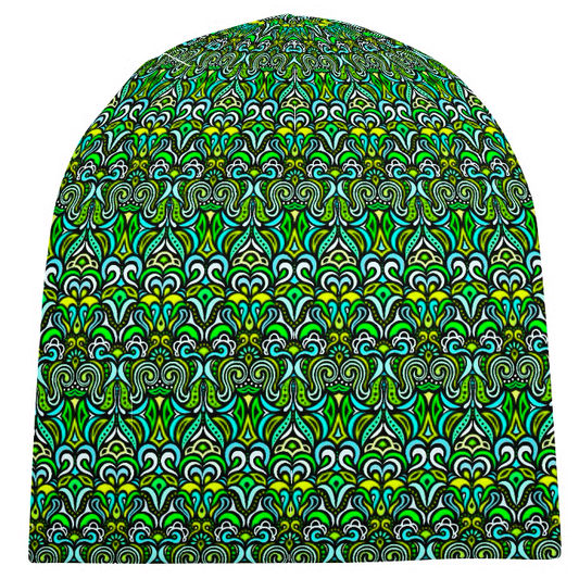 Green - Yellow - Turquoise Velvet Hat