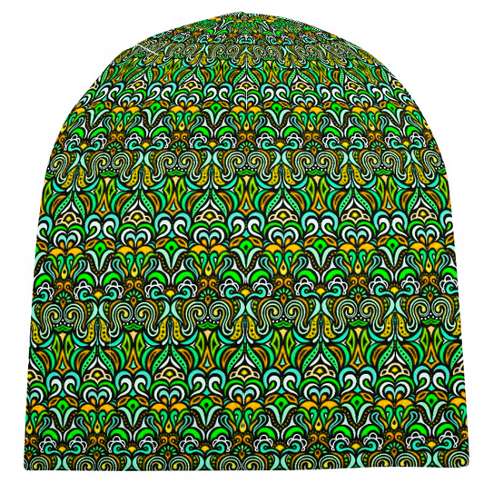Green - Yellow - Turquoise Velvet Hat