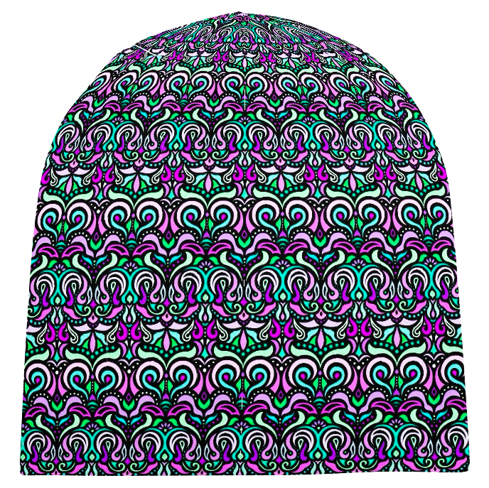 Fuchsia - Turquoise - Green Velvet Hat