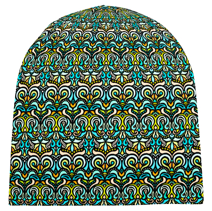 Turquoise - Orange - Yellow Velvet Hat