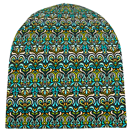 Turquoise - Orange - Yellow Velvet Hat