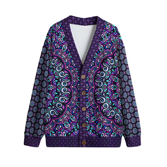 Purple - Turquoise - Blue Fleece Cardigan