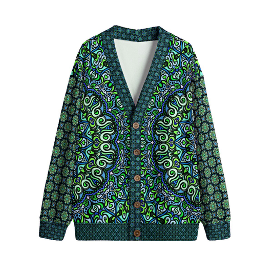 Blue - Turquoise - Green Fleece Cardigan