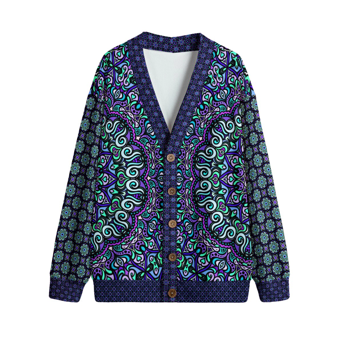 Purple - Turquoise - Blue Fleece Cardigan