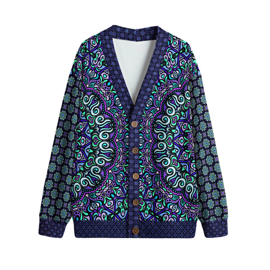 Purple - Turquoise - Blue Fleece Cardigan