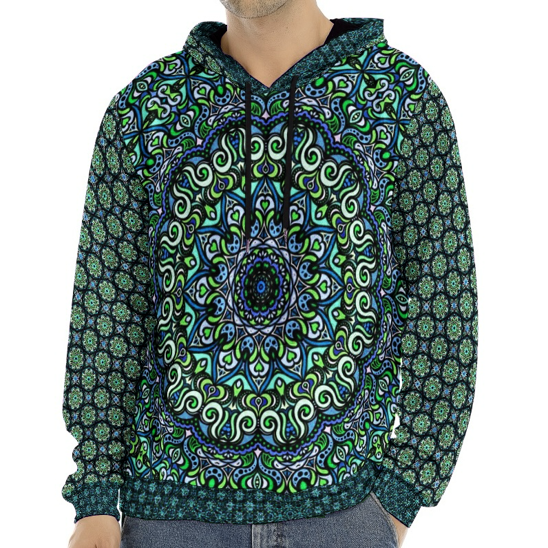 Blue - Turquoise - Green Crushed Velvet Hoodie