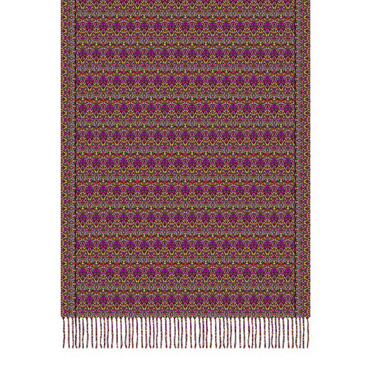 Yellow - Pink - Orange Abstract Doodle Scarf with Tassels