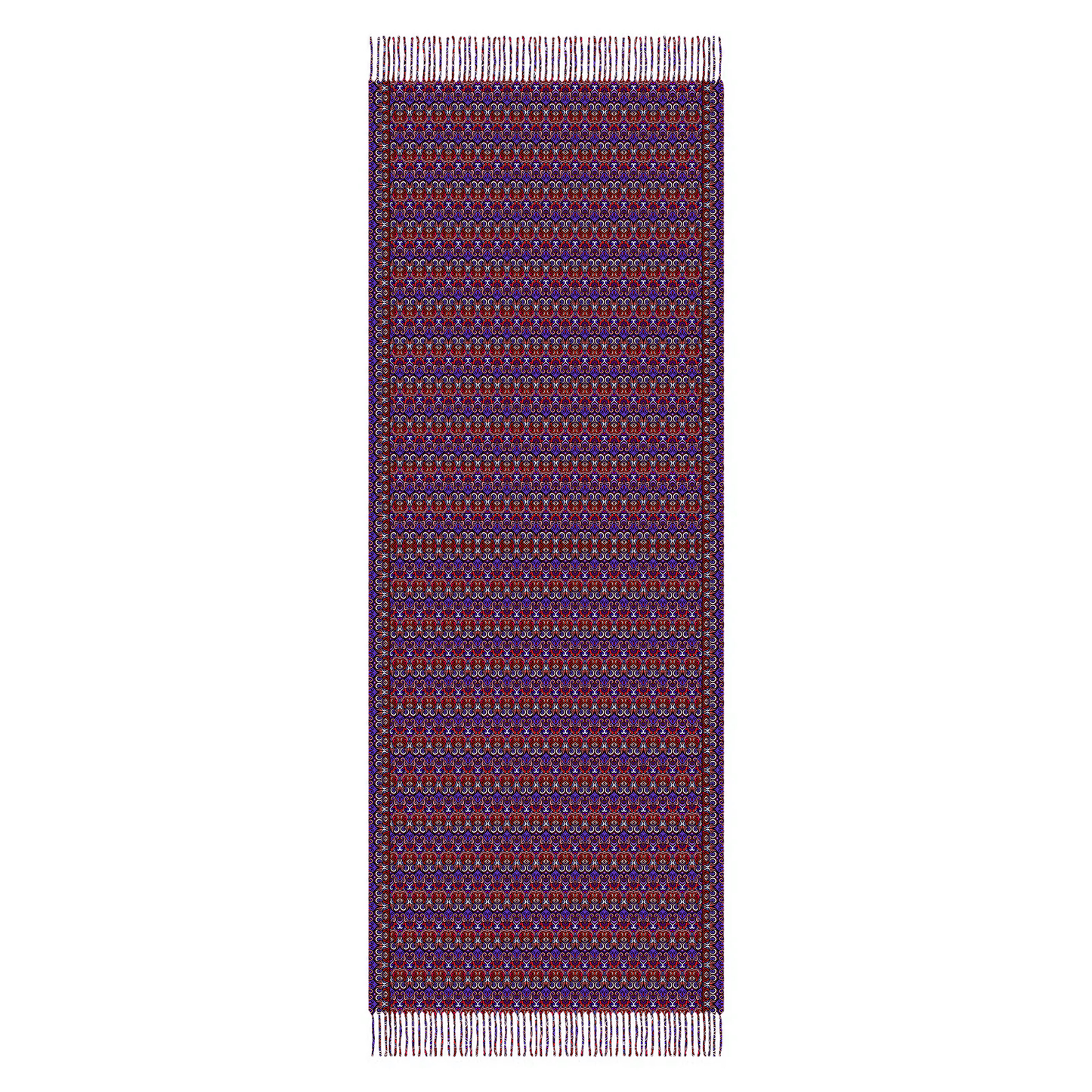 Red - Purple Abstract Doodle Scarf with Tassels