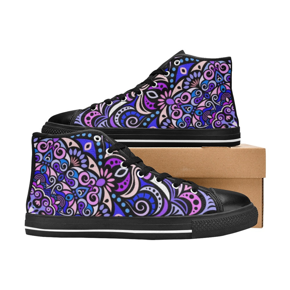 Serenity Mandala High Top Canvas Kid's Shoes