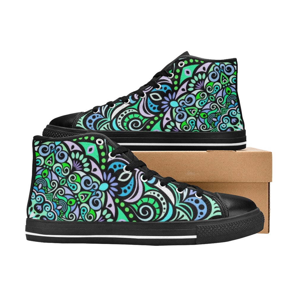 Serenity Mandala High Top Canvas Kid’s Shoes