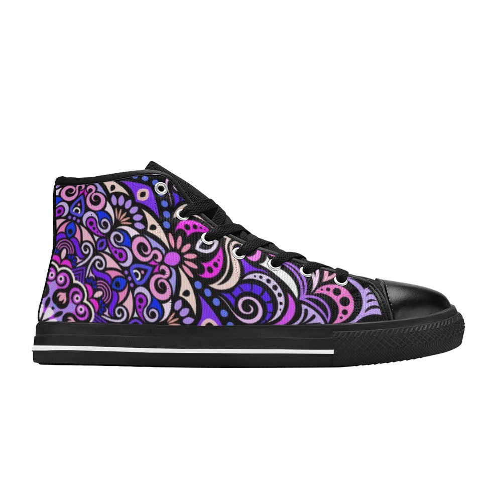 Serenity Mandala High Top Canvas Kid's Shoes