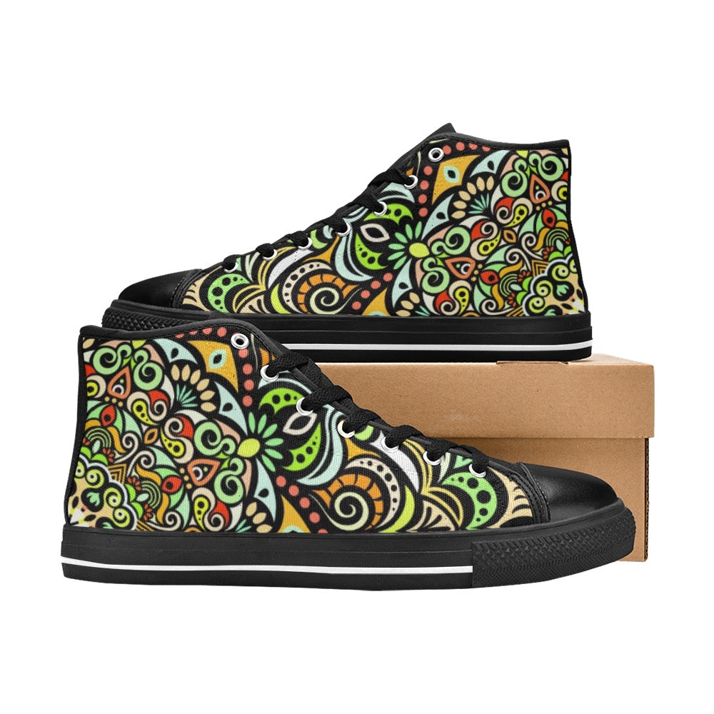Serenity Mandala High Top Canvas Kid's Shoes