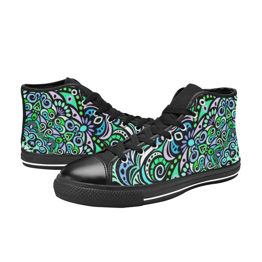 Serenity Mandala High Top Canvas Kid’s Shoes