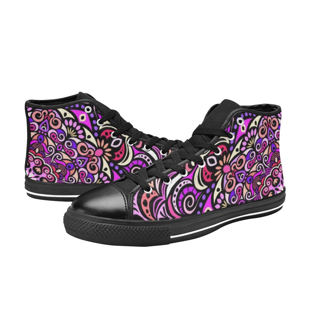 Serenity Mandala High Top Canvas Kid's Shoes