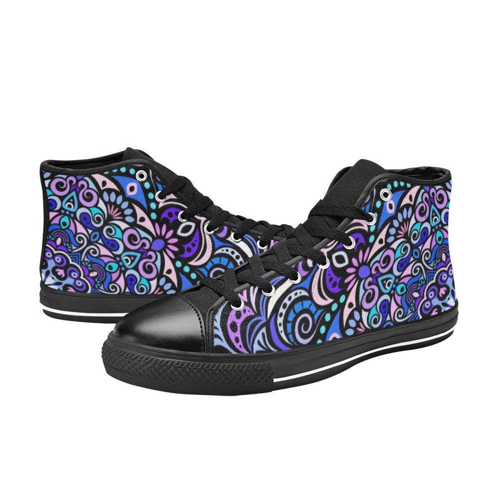 Serenity Mandala High Top Canvas Kid's Shoes