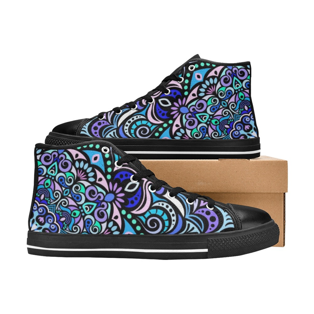 Serenity Mandala High Top Canvas Kid's Shoes