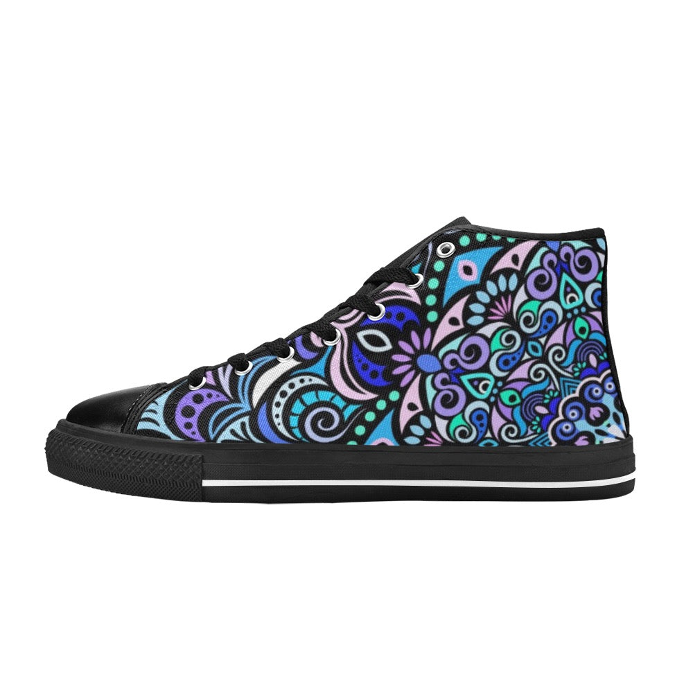 Serenity Mandala High Top Canvas Kid's Shoes