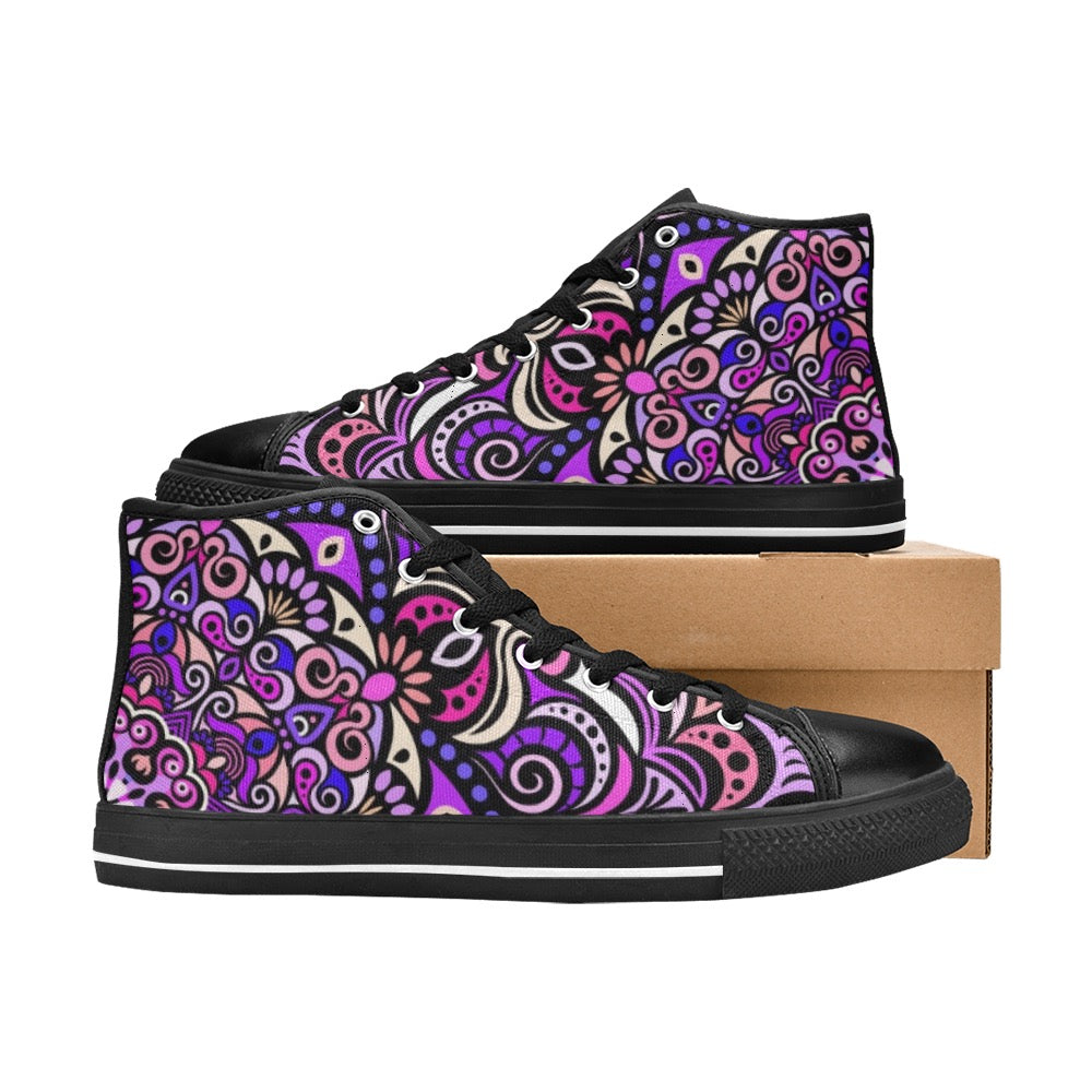 Serenity Mandala High Top Canvas Kid's Shoes