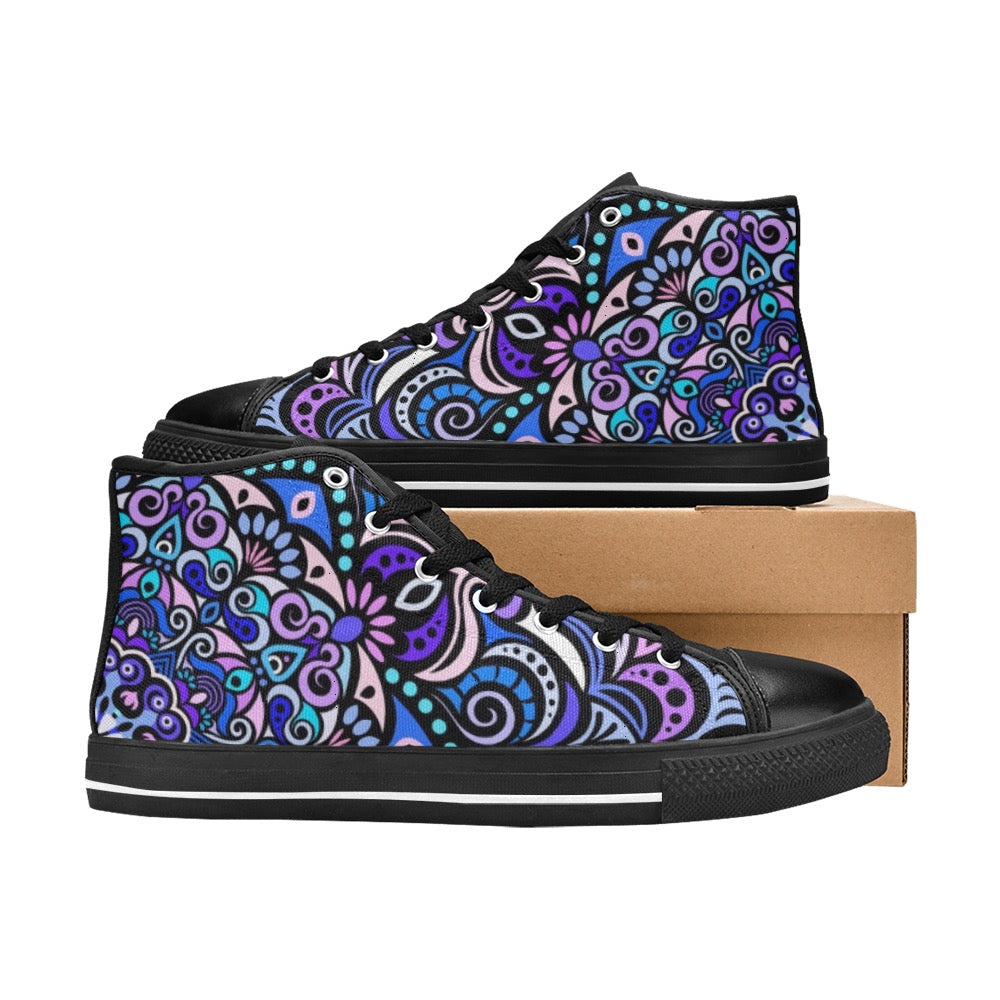 Serenity Mandala High Top Canvas Kid's Shoes