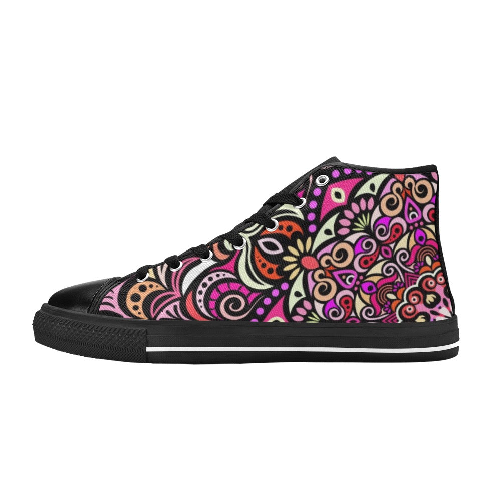 Serenity Mandala High Top Canvas Kid's Shoes